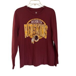 Washington Redskins Youth XL Long Sleeve Burgundy T-Shirt With Distressed Logo